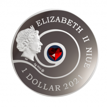 1 dolerio sidabrinė moneta Meilė, Niujė 2021