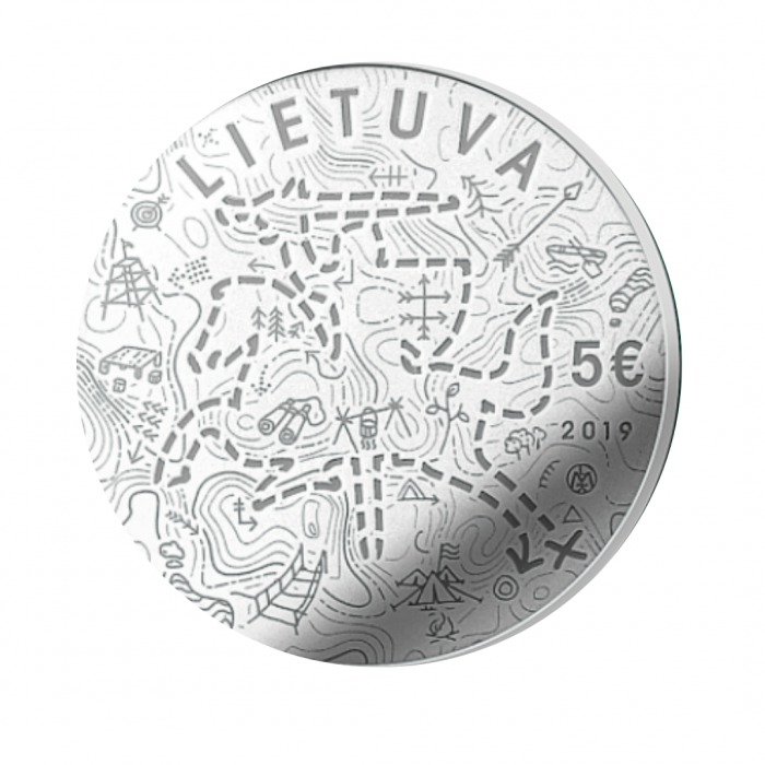 5 eur silver coin Scouts, Lithuania 2019