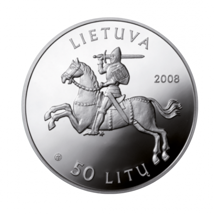 50 litų sidabrinė moneta Kauno pilis, Lietuva 2008