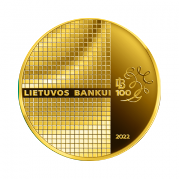 50 eurų (7.78 g) auksinė PROOF moneta Lietuvos Banko 100 m. sukaktis, Lietuva 2022