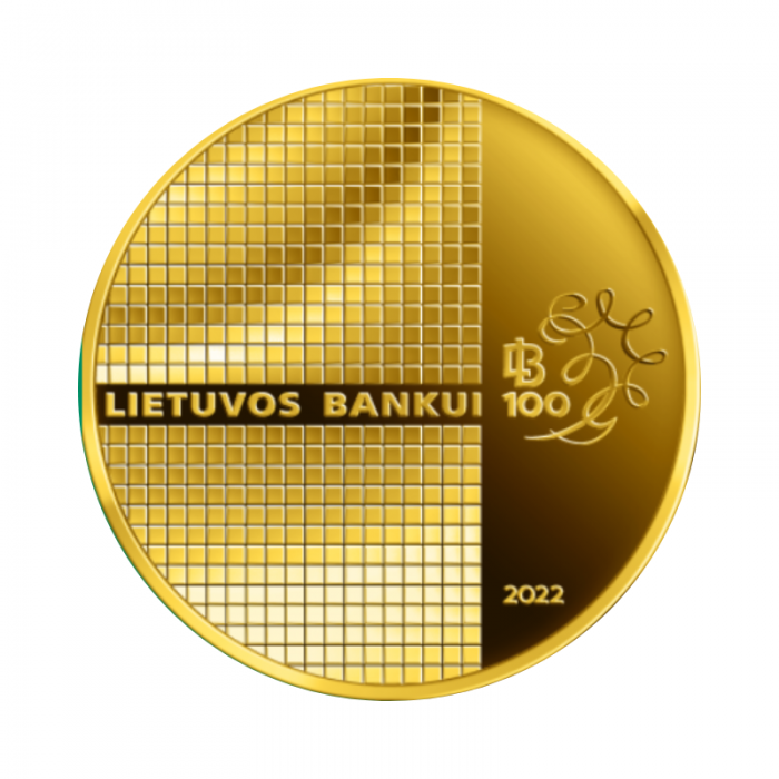 50 Eur (7.78 g) gold PROOF coin 100th anniversary of the Bank of Lithuania, Lithuania 2022
