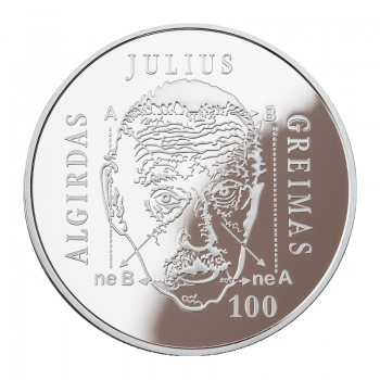 20 eurų sidabrinė moneta Algirdo Juliaus Greimo 100-osios gimimo metinės, Lietuva 2017