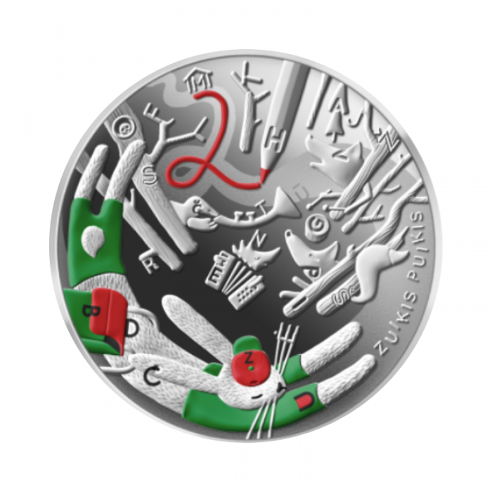 5 Eur silver coin dedicated to the fairy tale Zuikis Puikis , Lithuania 2022