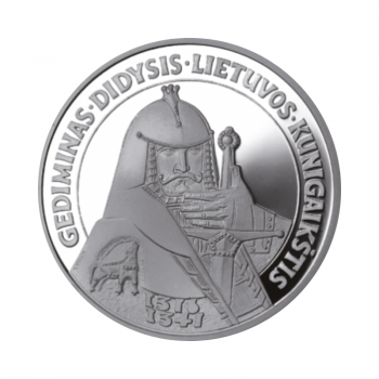 50 litų sidabrinė moneta Lietuvos didysis kunigaikštis Gediminas, Lietuva 1996