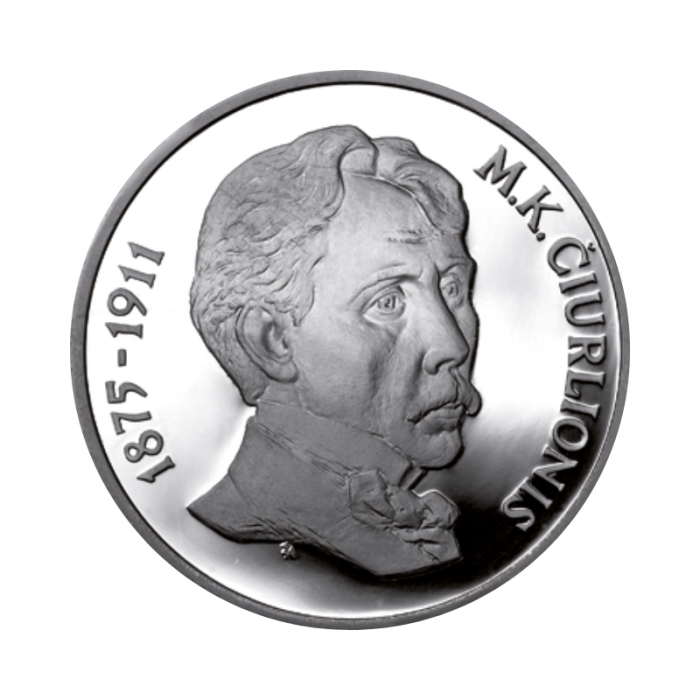 Srebrna moneta 50 litów 120. rocznica urodzin Mikalojusa Konstantinasa Čiurlionisa, Litwa 1995