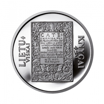 50 litų (23.30 g) sidabrinė moneta pirmosios lietuviškos knygos 450-osioms metinėms, Lietuva 1997