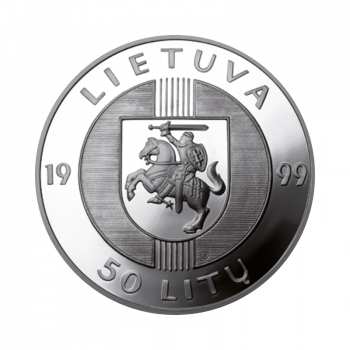 50 litų (28.28 g) sidabrinė moneta Baltijos kelio 10-mečiui, Lietuva 1999