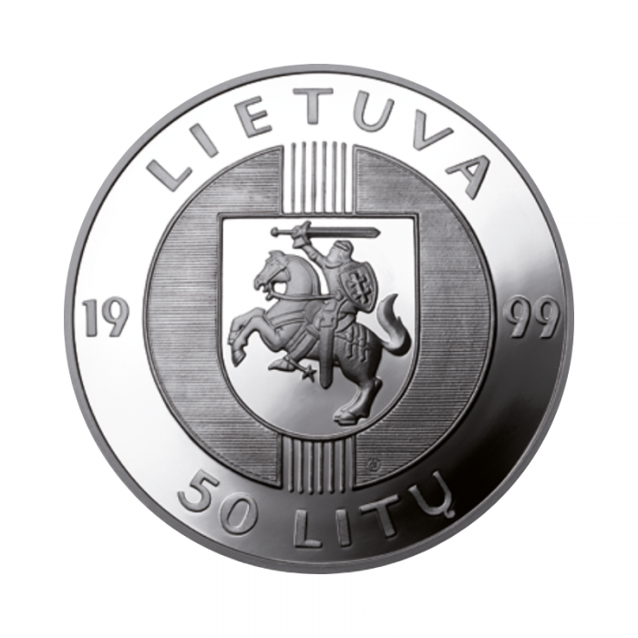50-Litas (28.28 g) Silbermünze zum 10-jährigen Bestehen des Baltischen Weges, Litauen 1999