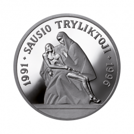 Srebrna moneta o nominale 50 litów upamiętniająca 13 stycznia 1991 roku, Litwa 1996