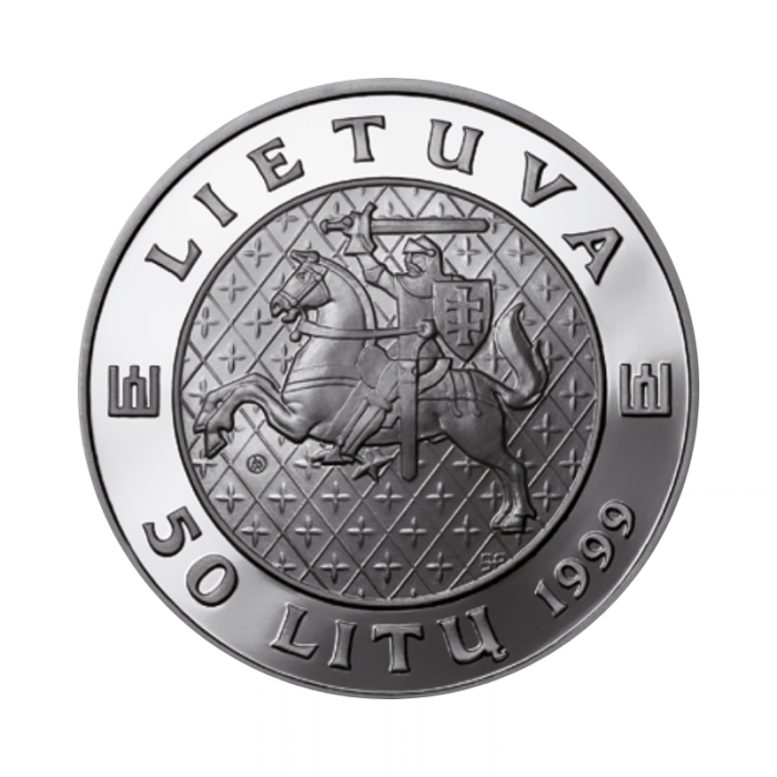 Pièce de 50 litas en argent pour le Grand-Duc Kestutis de Lituanie, Lituanie 1999