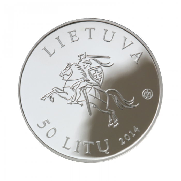 Pièce d'argent de 50 litas commémorant le 25ème anniversaire de la Voie Baltique, Lituanie 2014