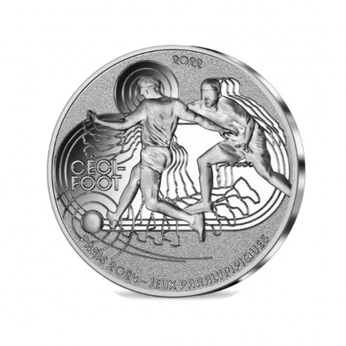 10 Eur sidabrinė moneta Olimpinės žaidynės Paryžiuje 2024, Aklųjų futbolas, Prancūzija 2022