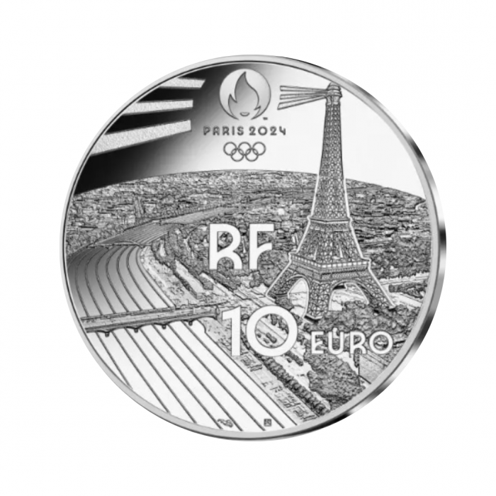 10 Eur silver coin Sports Blind football, Olympic Games Paris 2024, France 2022