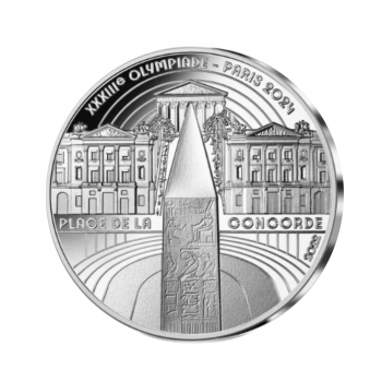 10 Eur sidabrinė moneta Olimpinės žaidynės Paryžiuje 2024, Concorde aikštė, Prancūzija 2022