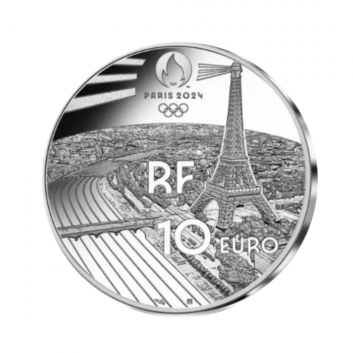 10 Eur sidabrinė moneta Olimpinės žaidynės Paryžiuje 2024, Concorde aikštė, Prancūzija 2022