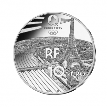 10 eurų sidabrinė moneta Dviračių sportas, 2024 m. Paryžiaus olimpinės žaidynės, Prancūzija 2022