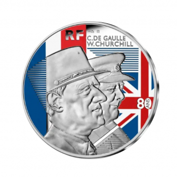 10 eurų sidabrinė moneta Šarlis de Golis, Prancūzija 2021