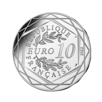 10 eurų sidabrinė, spalvota moneta Bonemine, Asteriksas, Prancūzija 2022
