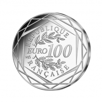 100 Eur sidabrinė moneta 20 metų eurui, Prancūzija 2022