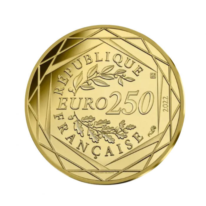 250 eurų (3 g) auksinė moneta Obeliksas, Asteriksas, Prancūzija 2022
