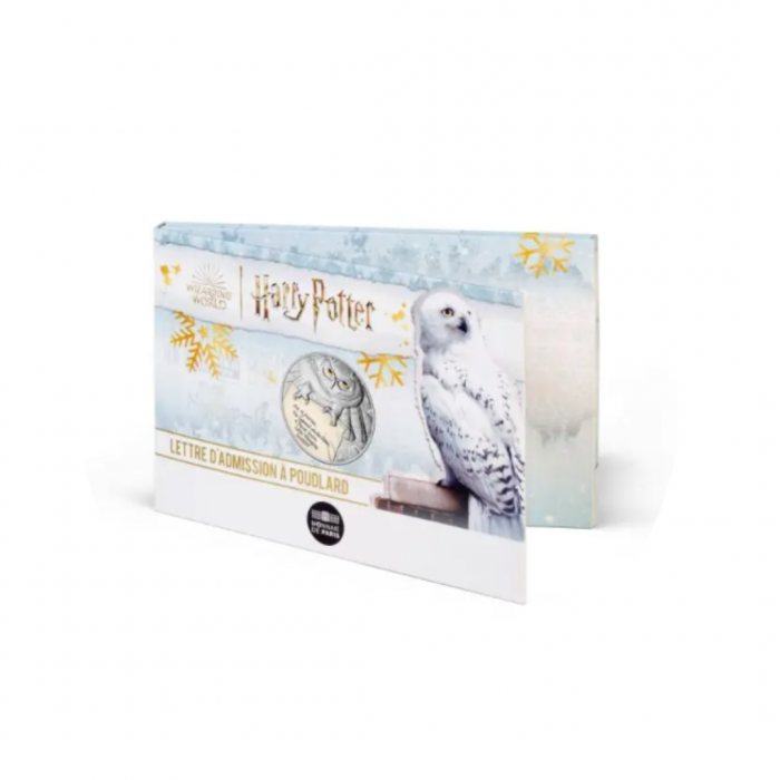A set of 100 euro silver coins, Hogwarts letter box, Harry Potter, France 2022