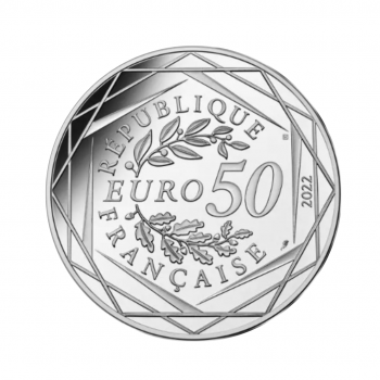 50 eurų sidabrinė, spalvota moneta Draugystė, Asteriksas, Prancūzija 2022