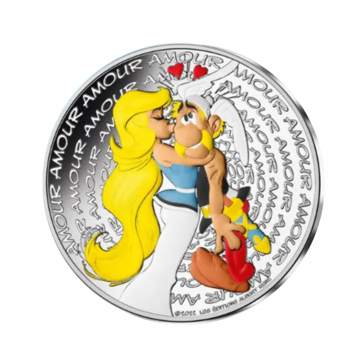 50 Eur (41 g) srebrna kolorowa  moneta Love - Asterix, Francja 2022