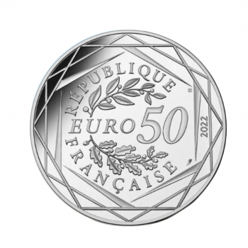 50 eurų sidabrinė, spalvota moneta Sėkmė, Asteriksas, Prancūzija 2022