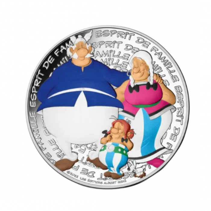 50 Eur (41 g) silver colored  coin Family Spirit -  Asterix, France 2022