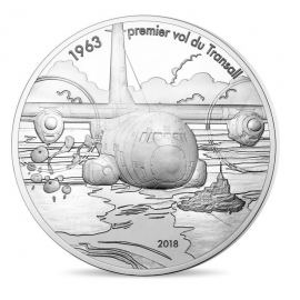 10 eurų sidabrinė moneta lėktuvas Transall, Prancūzija 2018