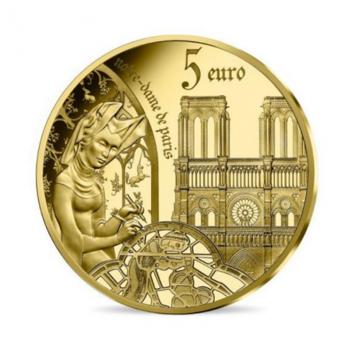 5 Eur (0.5 g) auksinė PROOF moneta Gothic Era Europa Prancūzija 2020