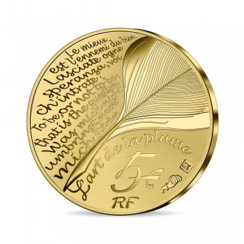 5 eurų (0.5 g) auksinė PROOF moneta Jean de La Fontaine 400-osios gimimo metinės, Prancūzija 2021