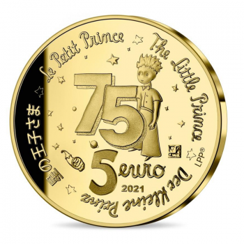 5 eurų (0.5 g) auksinė PROOF moneta Mažasis Princas, Prancūzija 2021