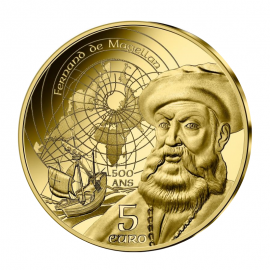 5 eurų auksinė moneta Magelanas, Prancūzija 2021, UNESCO