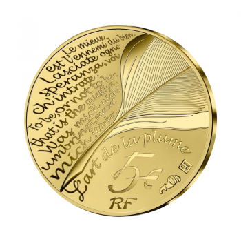 5 eurų auksinė moneta Moljeras, Prancūzija 2022 