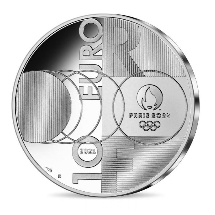 10 Eur (22.20 g) sidabrinė PROOF moneta Olimpinės žaidynės Paryžiuje 2024, Prancūzija 2021 (su sertifikatu)