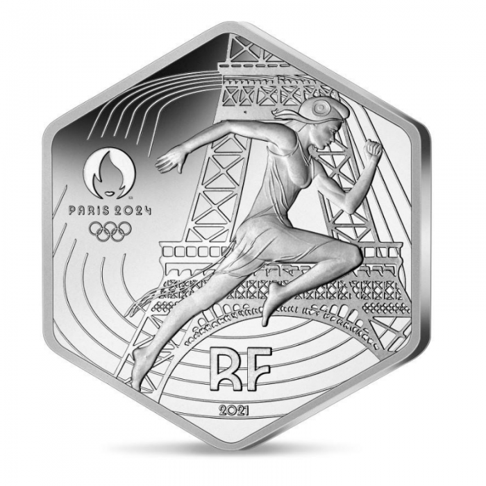10 Eur silver coin Marianne, Olympic games Paris 2024, France 2021