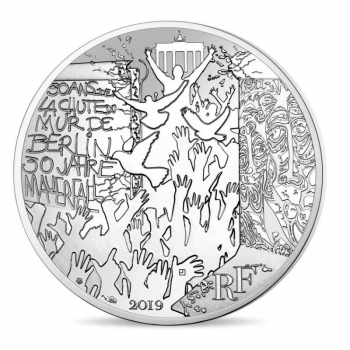 100 eurų sidabrinė moneta Berlyno sienos griūtis, Prancūzija 2019