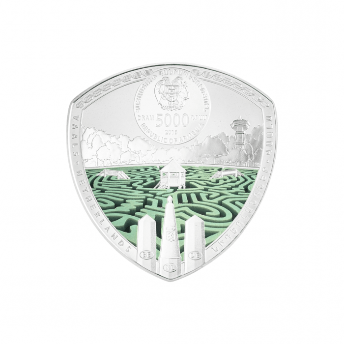 5000 dram (62.20 g) silver coin Vaals. The Labyrinths of the World, Armenia 2016