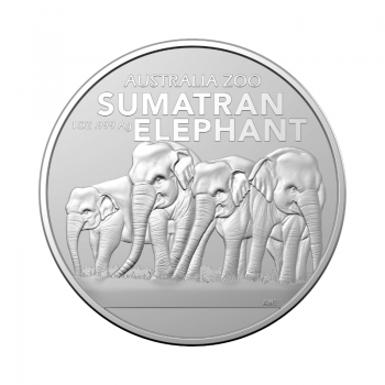 1 oz (31.10 g) sidabrinė moneta Sumatran Elephant Australia zoo, Australija 2022