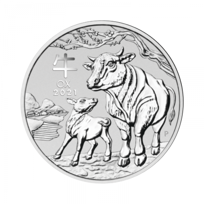 1 oz (31.10 g) sidabrinė moneta Jaučio Metai, Australija 2021