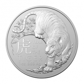 1 oz sidabrinė moneta Tigro Metai, RAM, Australija 2022 