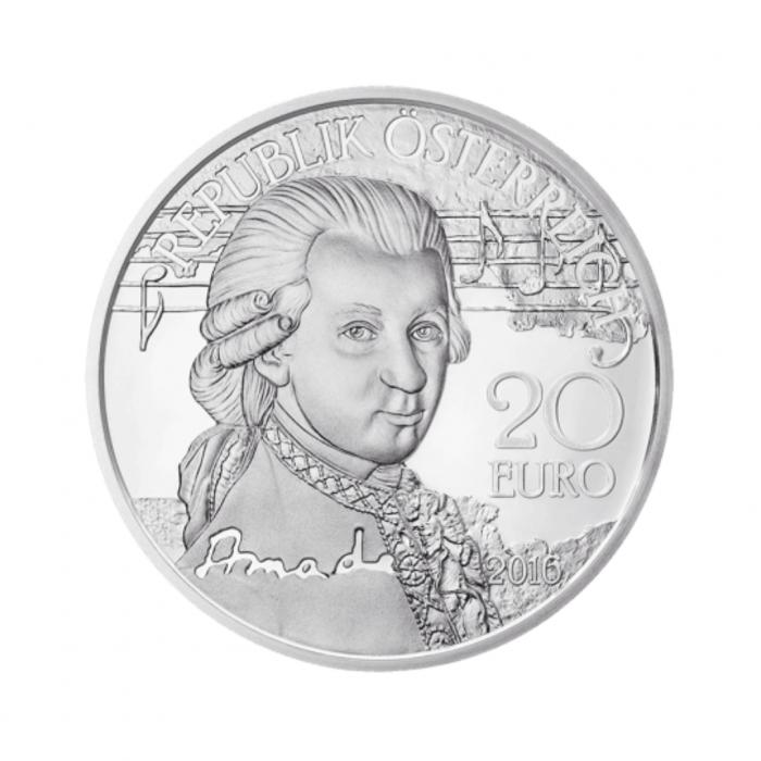 20 eurų Mocarto sidabrinių monetų rinkinys The legend lives on, Austrija 2016