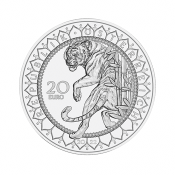 20 Eurų Sidabrinė moneta Azija - Tigro galia, Austrija 2022