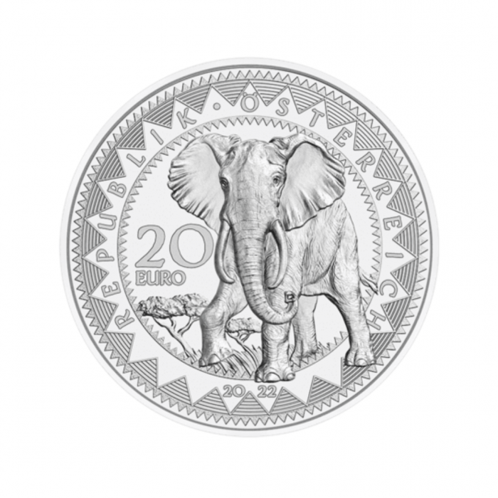 20 Euro Silver coin SERENITY OF THE ELEPHANT, Austria 2022