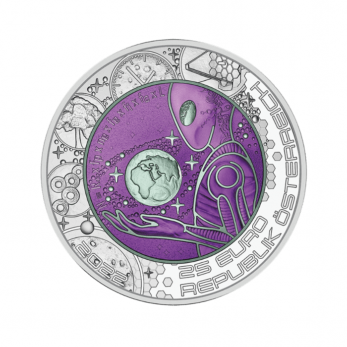 25 Euro Silber-Niob-Münze LEBEN IM ALL, Österreich 2022