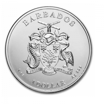 1 oz sidabrinė moneta Aštuonkojis, Barbadosas 2022