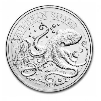 1 oz sidabrinė moneta Aštuonkojis, Barbadosas 2021