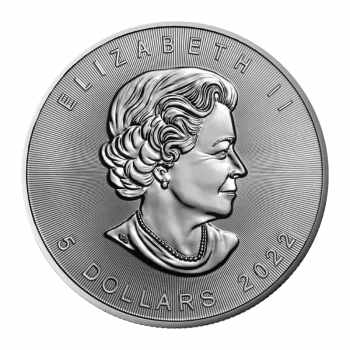 1 oz sidabrinė moneta Klevo lapas, Kanada 2022