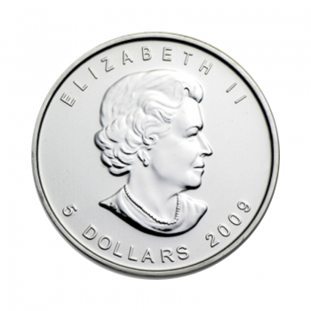 1 oz (31.10 g) sidabrinė moneta Klevo lapas, Kanada 2009